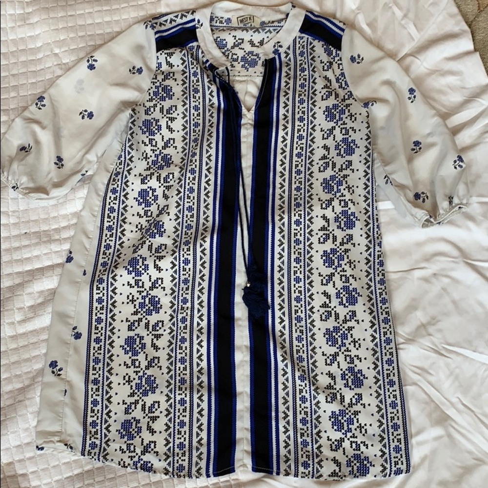Tribal blue and white dress